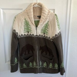 Eddie Bauer bear forest cardigan